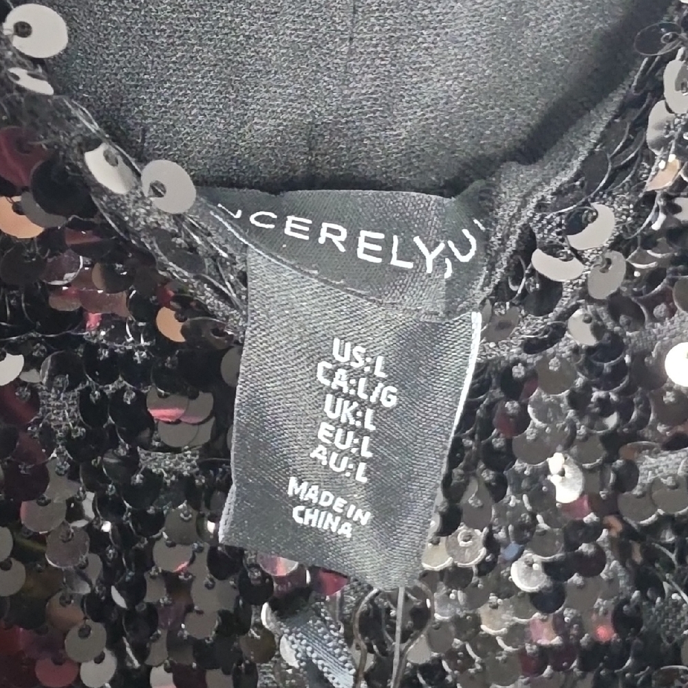 Sincerely Jules Black Sequin High Waist Women’s Shorts - Picture 3 of 5